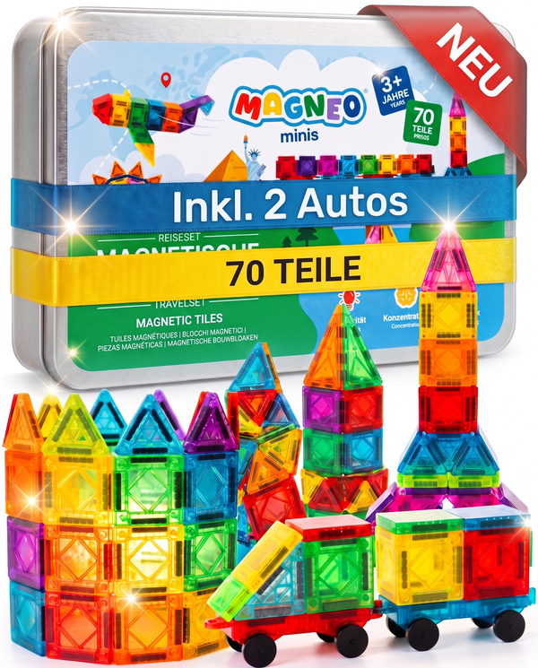Reiseset Magnetische Bausteine - MAGNEO minis - ideal für unterwegs MAGNEO - Magnetische Bausteine